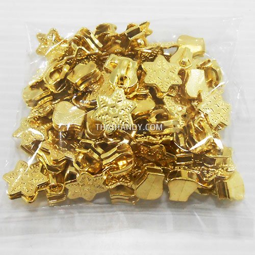 หัวซิปฟันเหล็ก ใบไม้ ขนาดเบอร์ 5  บรรจุ 100 อัน สีทอง รูปเต็ม
