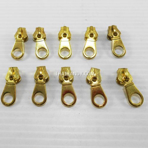 หัวซิปฟันเหล็ก กีตาร์ ขนาดเบอร์ 5  บรรจุ 10 อัน สีทอง รูปเต็ม