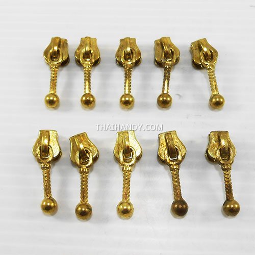 หัวซิปฟันเหล็ก หัวไม้ขีด ขนาดเบอร์ 5  บรรจุ 10 อัน สีทอง รูปเต็ม