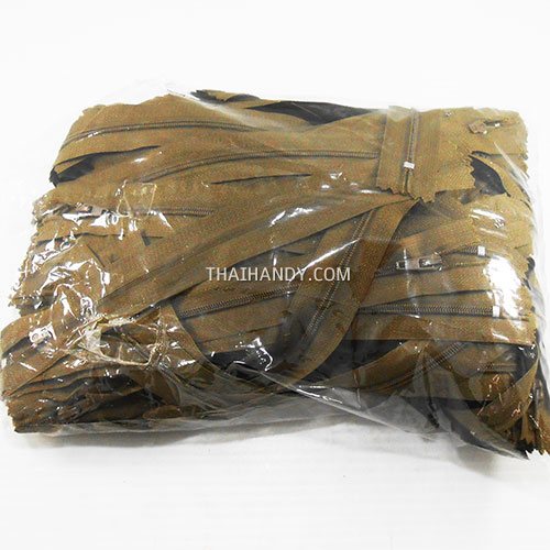 รางผ้าซิปสำเร็จรูป ฟันไนลอน ขนาดเบอร์ 3 ยาว 8 นิ้ว บรรจุ 100 ชุด สีน้ำตาล Y009 รูปเต็ม