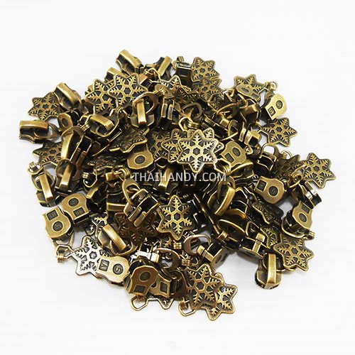 หัวซิปฟันเหล็ก ตะขอเกี่ยวใบไม้ ขนาดเบอร์ 5  บรรจุ 100 อัน สีทองรมดำ รูปเต็ม