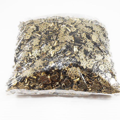 หัวซิปฟันเหล็ก ตะขอเกี่ยวใบไม้ ขนาดเบอร์ 5  บรรจุ 300 อัน สีทองรมดำ รูปเต็ม
