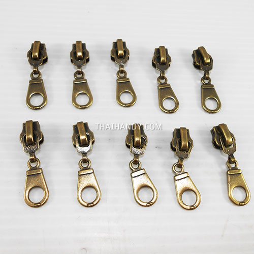 หัวซิปฟันเหล็ก ตะขอเกี่ยวกีต้า ขนาดเบอร์ 5  บรรจุ 10 อัน สีทองรมดำ รูปเต็ม