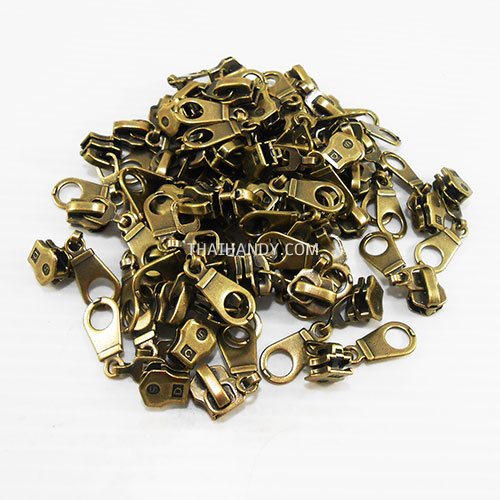 หัวซิปฟันเหล็ก ตะขอเกี่ยวกีต้า ขนาดเบอร์ 5  บรรจุ 100 อัน สีทองรมดำ รูปเต็ม