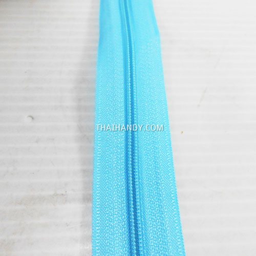 รางผ้าซิปเฉพาะรางซิป ฟันไนลอน ขนาดเบอร์ 3  บรรจุ 1 เมตร สีฟ้า รูปเต็ม