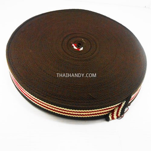 สายผ้า-ผ้ากุ๊น Cotton (ฝ้าย) ลายสลับ ขนาด 1.5 นิ้ว บรรจุ 50 หลา สีน้ำตาลเข้มแดงครีม รูปเต็ม