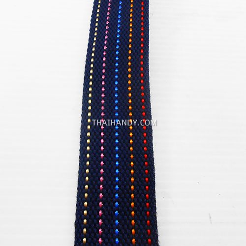 สายผ้า-ผ้ากุ๊น Cotton (ฝ้าย) ลายจุดไข่ปลา ขนาด 1.5 นิ้ว บรรจุ 1 เมตร สีกรม รูปเต็ม