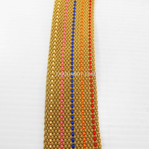 สายผ้า-ผ้ากุ๊น Cotton (ฝ้าย) ลายจุดไข่ปลา ขนาด 1.5 นิ้ว บรรจุ 1 เมตร สีเบจ รูปเต็ม