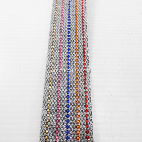 สายผ้า-ผ้ากุ๊น Cotton (ฝ้าย) ลายจุดไข่ปลา ขนาด 1.5 นิ้ว บรรจุ 1 เมตร สีเทาเงิน รูปเต็ม