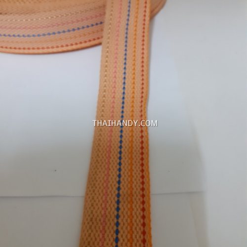 สายผ้า-ผ้ากุ๊น Cotton (ฝ้าย) ลายจุดไข่ปลา ขนาด 1.5 นิ้ว บรรจุ 1 เมตร สีโอรส รูปเต็ม