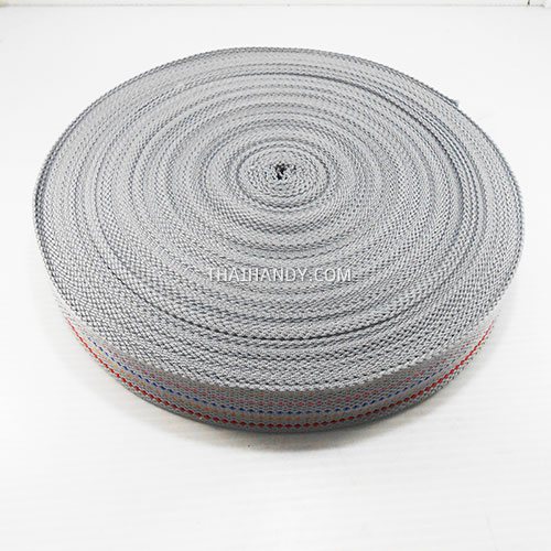 สายผ้า-ผ้ากุ๊น Cotton (ฝ้าย) ลายจุดไข่ปลา ขนาด 1.5 นิ้ว บรรจุ 50 หลา สีเทาเงิน รูปเต็ม