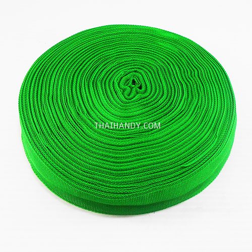 สายผ้า-ผ้ากุ๊น PP  ลายเวอร์จิ้น ขนาด 7 หุน บรรจุ 50 เมตร สีเขียวใบไม้ รูปเต็ม