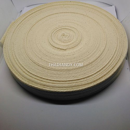 สายผ้า-ผ้ากุ๊น Cotton (ฝ้าย) ลายก้างปลา ขนาด 1 นิ้ว บรรจุ 50 หลา สีด้ายดิบ รูปเต็ม