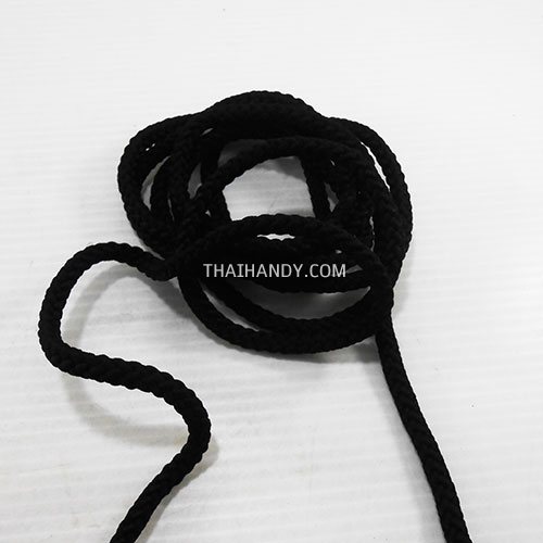 เชือกถักเปีย  PP  ขนาด 5 mm  บรรจุ 500 กรัม สีดำ รูปเต็ม