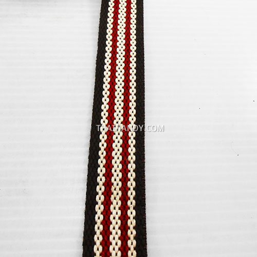 สายผ้า-ผ้ากุ๊น Cotton (ฝ้าย) ลายสลับ ขนาด 1 นิ้ว บรรจุ 1 เมตร สีน้ำตาลเข้ม รูปเต็ม