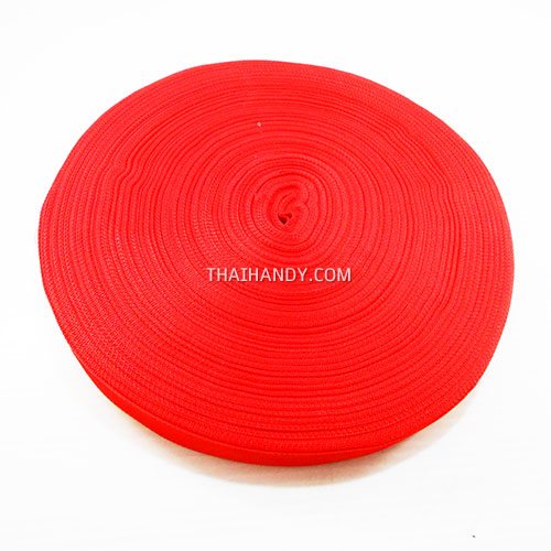 สายผ้า-ผ้ากุ๊น PP  ลายเวอร์จิ้น ขนาด 7 หุน บรรจุ 100 เมตร สีแดง รูปเต็ม