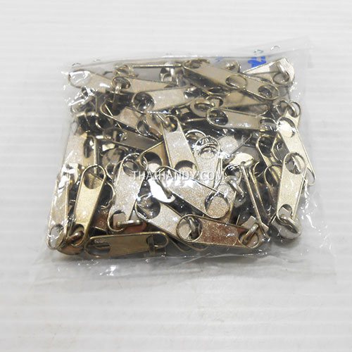 หัวซิปฟันไนลอน ป้าย 2 หาง ขนาดเบอร์ 5  บรรจุ 100 อัน สีนิเกิ้ล รูปเต็ม