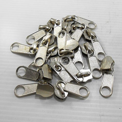 หัวซิปฟันไนลอน ป้าย ขนาดเบอร์ 10  บรรจุ 50 อัน สีนิเกิ้ล รูปเต็ม