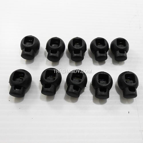 ตัวล็อคเชือก กลมกะโหลก ขนาดจิ๋ว บรรจุ 10 อัน สีดำ รูปเต็ม