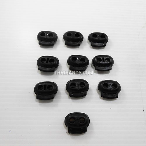 ตัวล็อคเชือก จมูกหมู ขนาดใหญ่ บรรจุ 10 อัน สีดำ รูปเต็ม