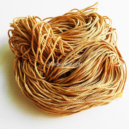 เชือกถักเปีย  PP  ขนาด 3 mm  บรรจุ 500 กรัม สีกากีแกมทอง รูปเต็ม