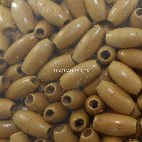 ลูกปัดไม้ รี ขนาด 4×15 mm  บรรจุ 100 กรัม สีครีม รูปเต็ม