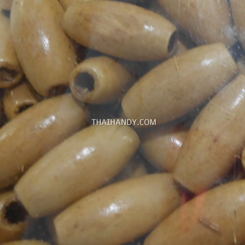 ลูกปัดไม้ รี ขนาด 4×15 mm  บรรจุ 10 กรัม สีครีม รูปเต็ม