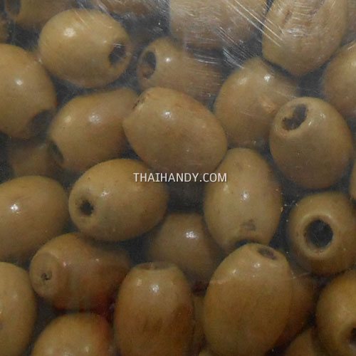 ลูกปัดไม้ มน ขนาด 5×10 mm  บรรจุ 10 กรัม สีครีม รูปเต็ม