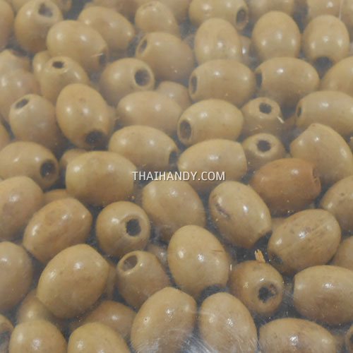 ลูกปัดไม้ มน ขนาด 5×10 mm  บรรจุ 100 กรัม สีครีม รูปเต็ม