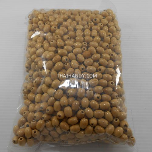 ลูกปัดไม้ มน ขนาด 5×10 mm  บรรจุ 450 กรัม สีครีม รูปเต็ม