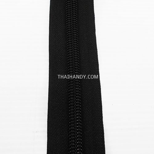 รางผ้าซิปเฉพาะรางซิป ฟันไนลอน ขนาดเบอร์ 10  บรรจุ 1 เมตร สีดำ รูปเต็ม