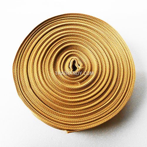 สายผ้า-ผ้ากุ๊น PP  ลายเวอร์จิ้น ขนาด 1.5 นิ้ว บรรจุ 50 เมตร สีกากีแกมทอง รูปเต็ม