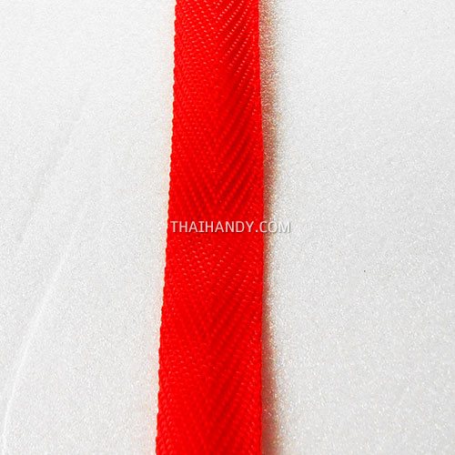 สายผ้า-ผ้ากุ๊น PP  ลายก้างปลา ขนาด 6 หุน (2 cm) บรรจุ 1 เมตร สีแดง รูปเต็ม