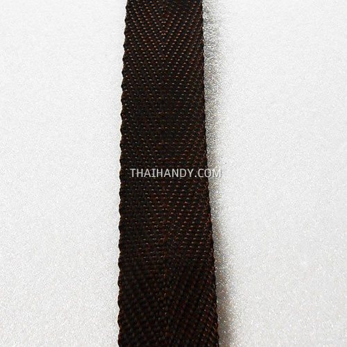 สายผ้า-ผ้ากุ๊น PP  ลายก้างปลา ขนาด 6 หุน (2 cm) บรรจุ 1 เมตร สีน้ำตาลเข้ม รูปเต็ม