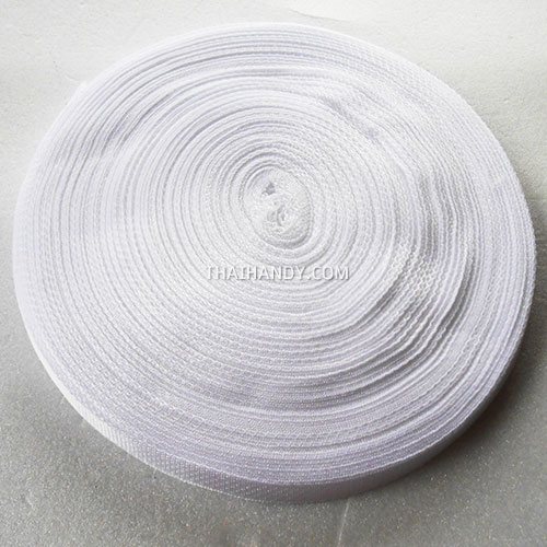 สายผ้า-ผ้ากุ๊น PP  ลายเรียบ ขนาด 3 หุน (1 cm) บรรจุ 50 เมตร สีขาว รูปเต็ม