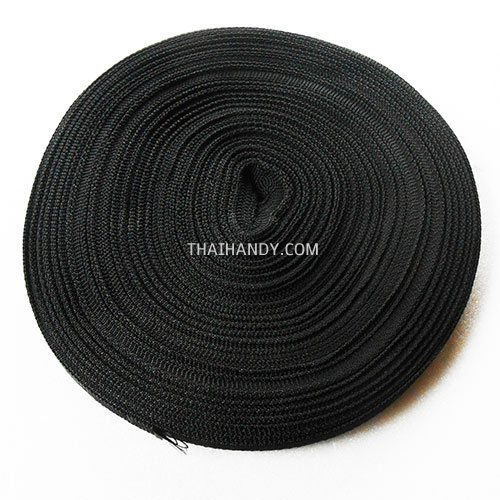 สายผ้า-ผ้ากุ๊น PP  ลายเรียบ ขนาด 3 หุน (1 cm) บรรจุ 50 เมตร สีดำ รูปเต็ม