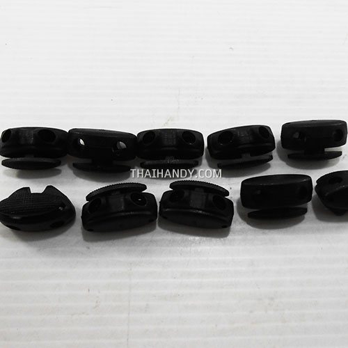 ตัวล็อคเชือก  UFO 2 รู ขนาดใหญ่ บรรจุ 10 อัน สีดำ รูปเต็ม