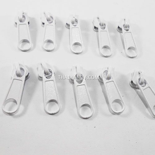 หัวซิปฟันกระดูก ป้าย ขนาดเบอร์ 5  บรรจุ 10 อัน สีขาว รูปเต็ม