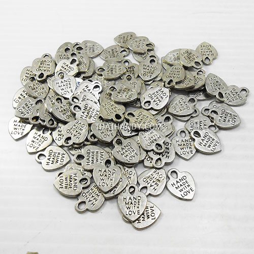 ตัวห้อย หัวใจ ขนาด 10X10 mm  บรรจุ 100 อัน สีนิเกิ้ล รูปเต็ม