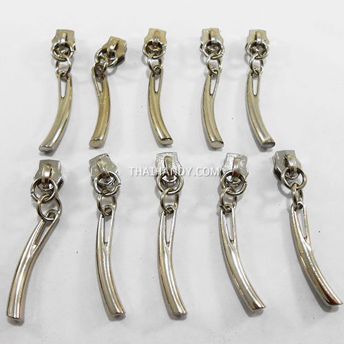 หัวซิปฟันไนลอน เขาหนา ขนาดเบอร์ 5  บรรจุ 10 อัน สีเงิน รูปเต็ม