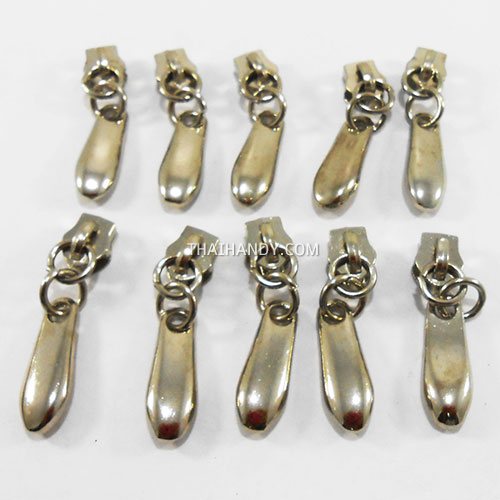 หัวซิปฟันไนลอน เล็บหนา ขนาดเบอร์ 5  บรรจุ 10 อัน สีเงิน รูปเต็ม