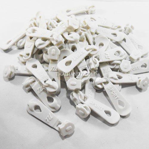 หัวซิปฟันไนลอน พลาสติก sport  ขนาดเบอร์ 5  บรรจุ 100 อัน สีขาว รูปเต็ม