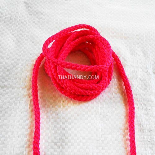 เชือกถักเปีย  PP  ขนาด 4 mm  บรรจุ 500 กรัม สีชมพูบานเย็นนีออน รูปเต็ม