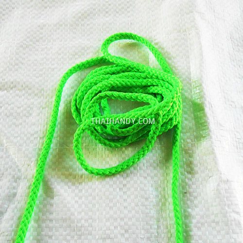 เชือกถักเปีย  PP  ขนาด 4 mm  บรรจุ 500 กรัม สีเขียวตอง รูปเต็ม