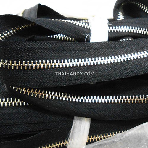 รางผ้าซิปเฉพาะรางซิป ฟันเหล็ก ขนาดเบอร์ 5 ฟันสีเงิน บรรจุ 50 หลา สีดำ รูปเต็ม