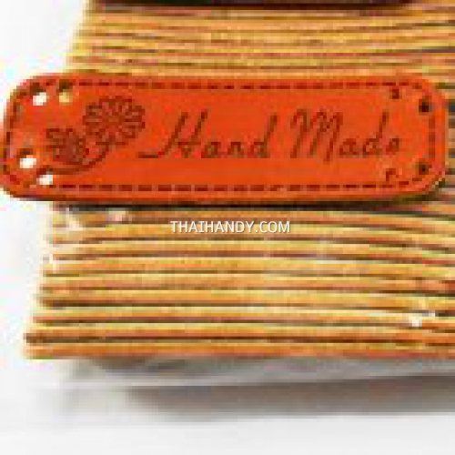 ป้ายหนัง หนัง ขนาด 1.5x5 cm  บรรจุ 100 อัน สีน้ำตาล รูปเต็ม