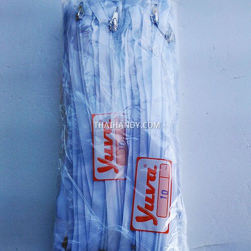 รางผ้าซิปสำเร็จรูป ฟันไนลอน ขนาดเบอร์ 5 ยาว 10 นิ้ว บรรจุ 10 โหล สีขาว รูปเต็ม