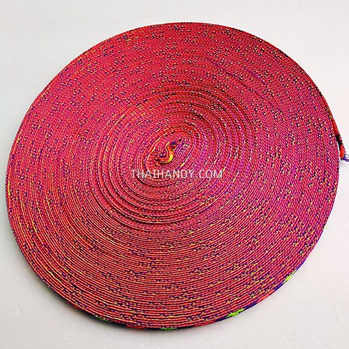 สายผ้า-ผ้ากุ๊น Cotton (ฝ้าย) การ์ตูน 2 หน้า ขนาด 3 หุน (1 cm) บรรจุ 50 เมตร สีม่วงดอกไม้ รูปเต็ม