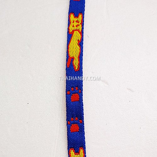 สายผ้า-ผ้ากุ๊น Cotton (ฝ้าย) การ์ตูน 2 หน้า ขนาด 3 หุน (1 cm) บรรจุ 1 เมตร สีน้ำเงิน รูปเต็ม