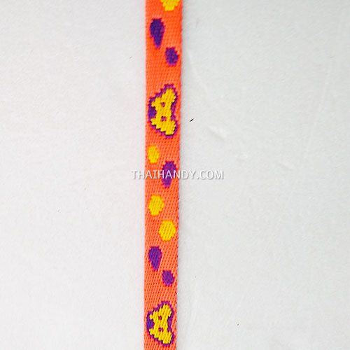 สายผ้า-ผ้ากุ๊น Cotton (ฝ้าย) การ์ตูน 2 หน้า ขนาด 3 หุน (1 cm) บรรจุ 1 เมตร สีส้ม รูปเต็ม